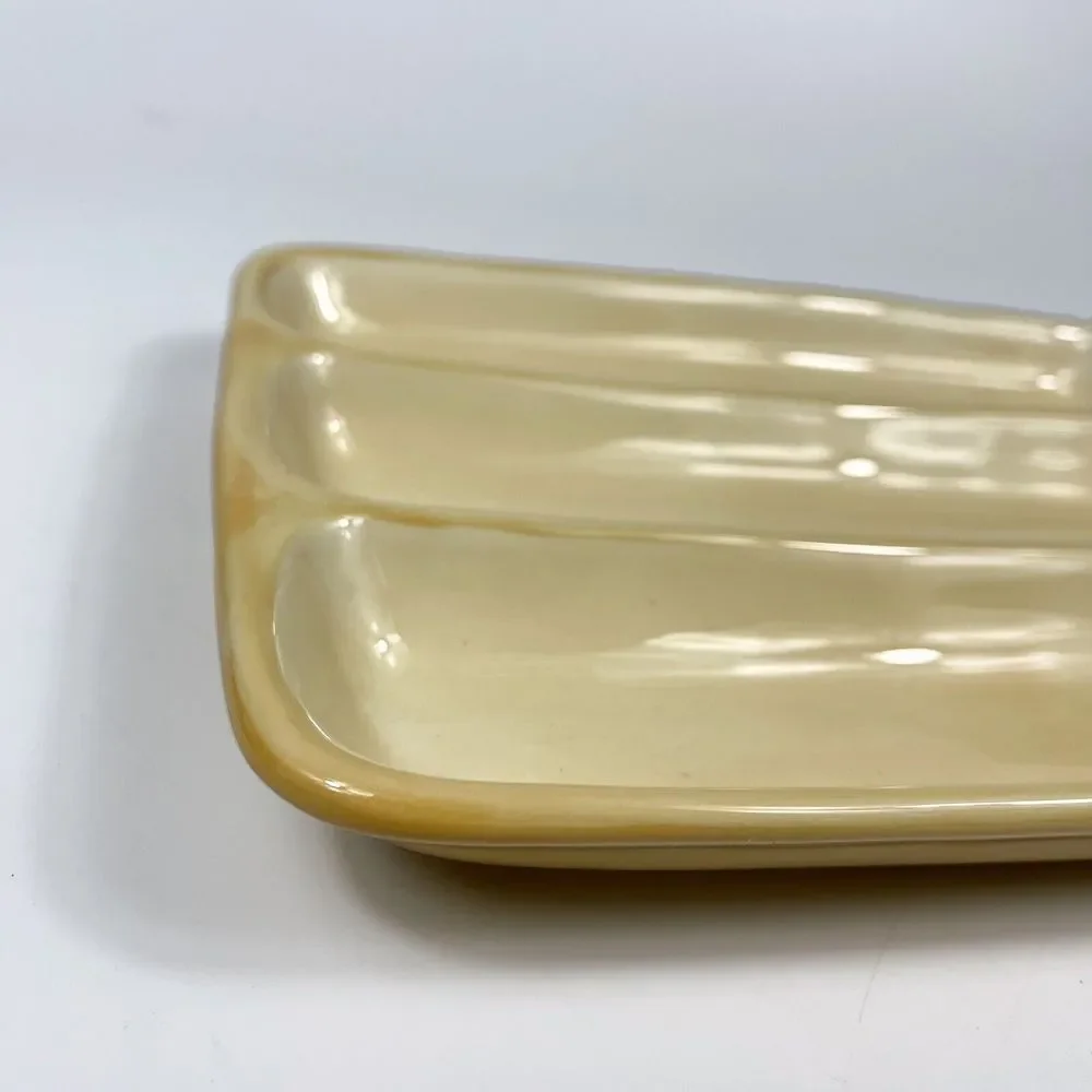 Pottery Barn RUSTIC OLIVE Ceramic Divided Serving Relish Dish country kitchen